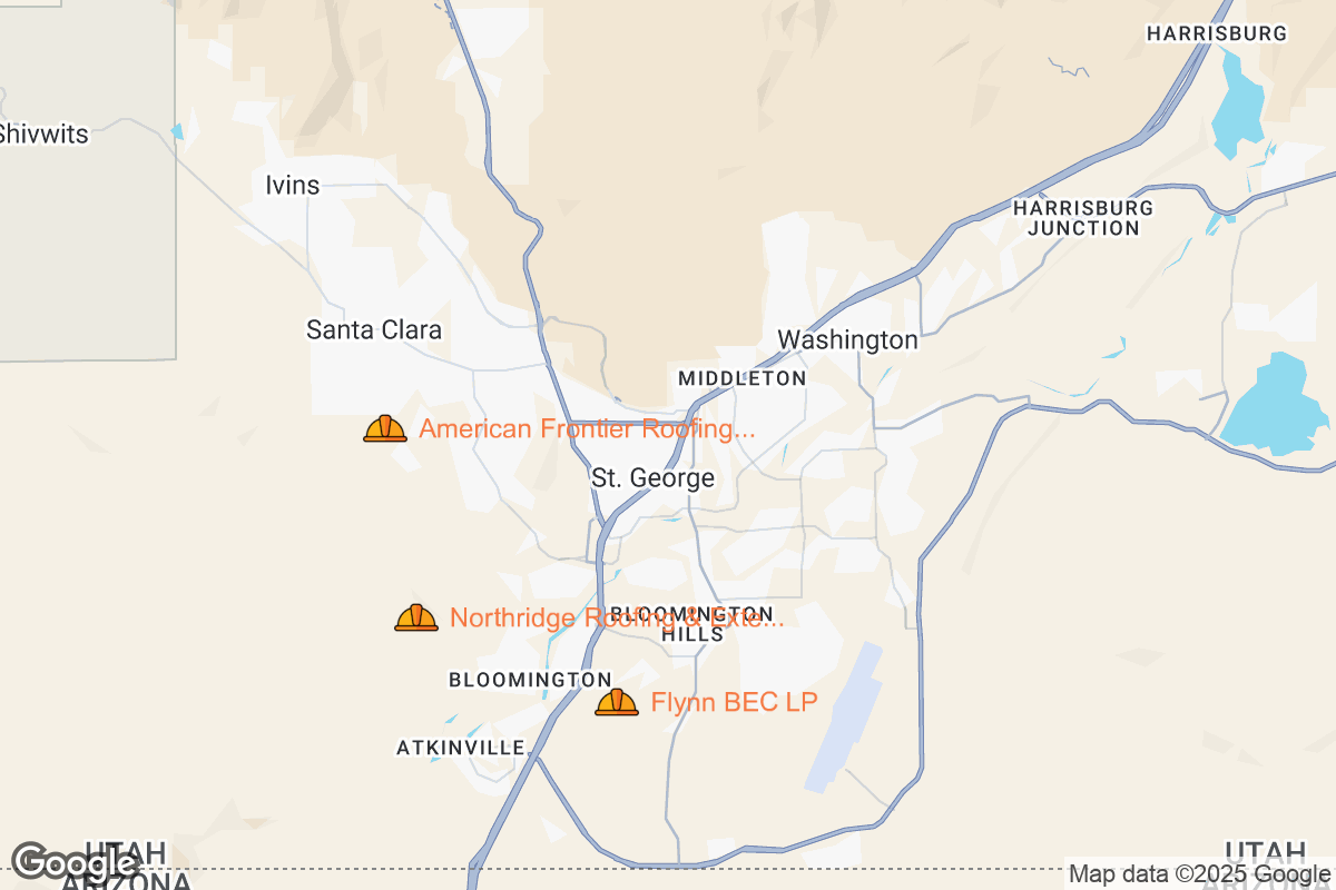 Map of Roofing Contractors in Saint George, Utah