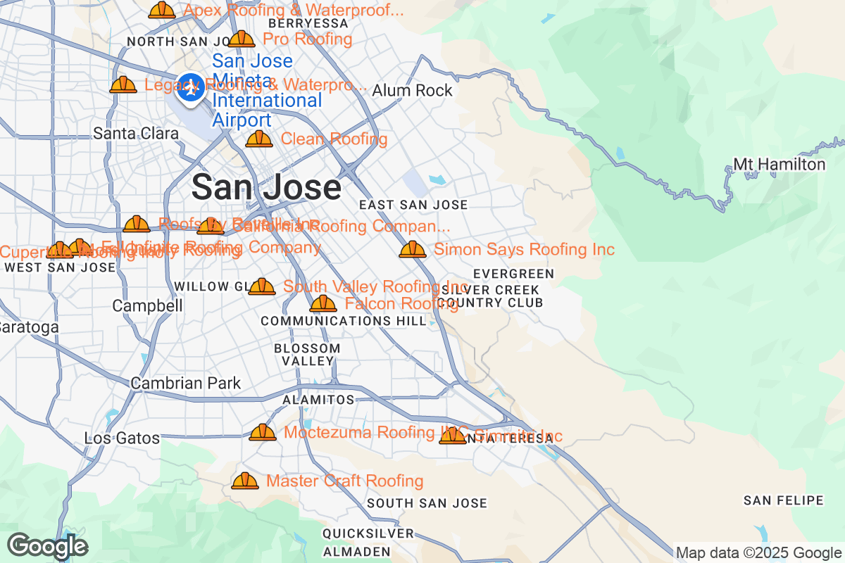 Map of Roofing Contractors in San Jose, California
