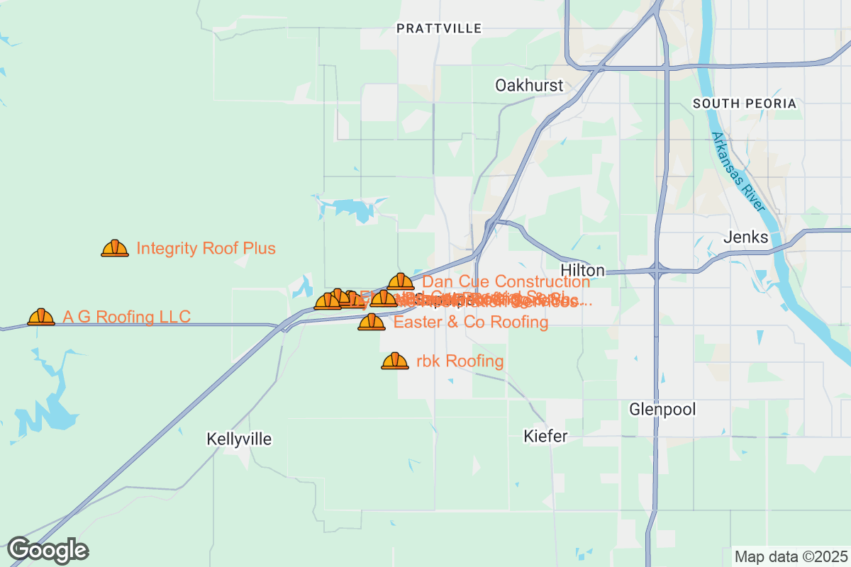 Map of Roofing Contractors in Sapulpa, Oklahoma