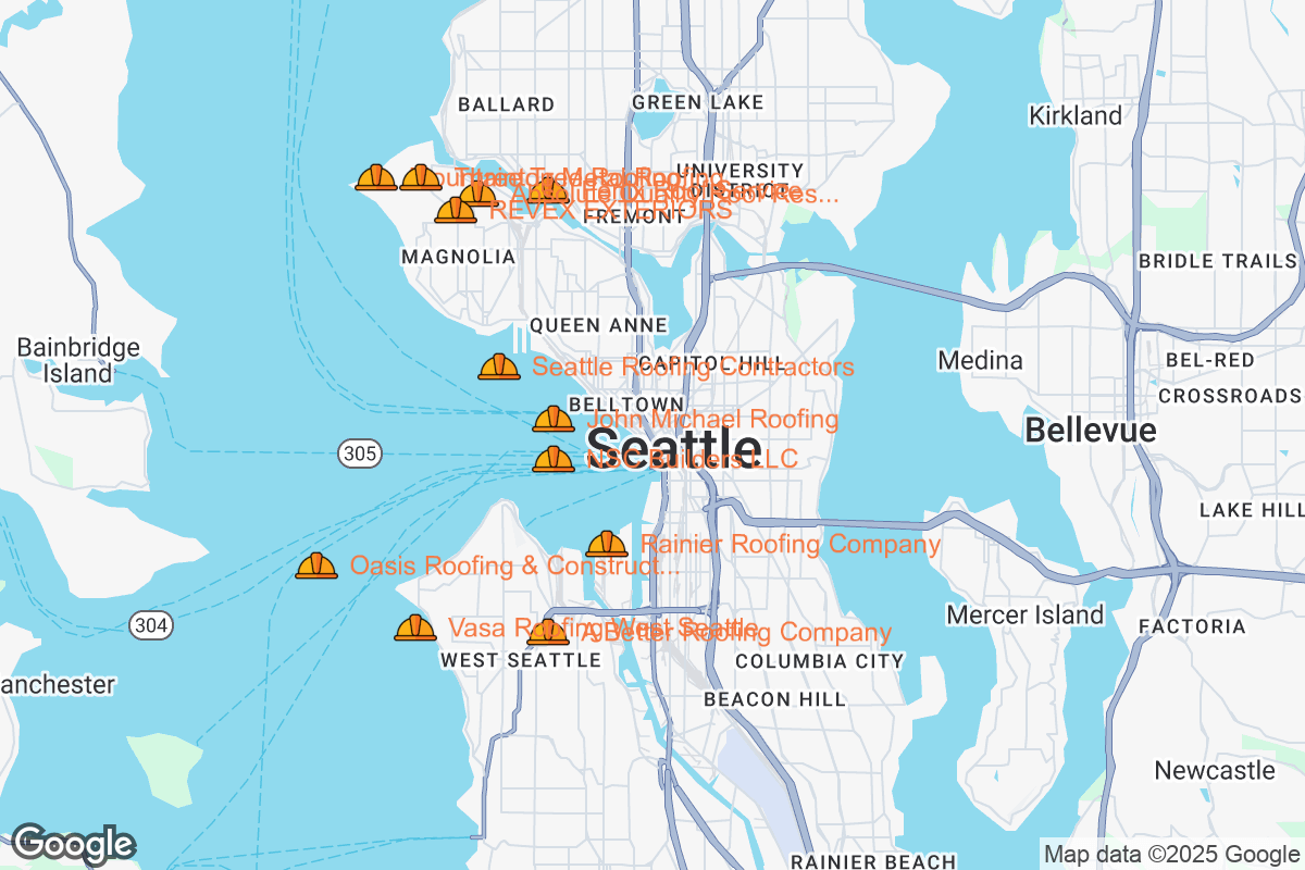 Map of Roofing Contractors in Seattle, Washington