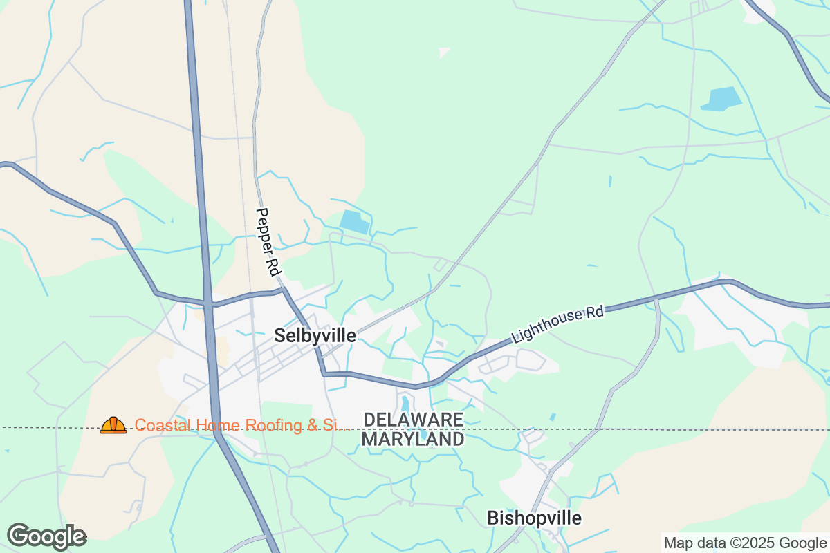 Map of Roofing Contractors in Selbyville, Delaware
