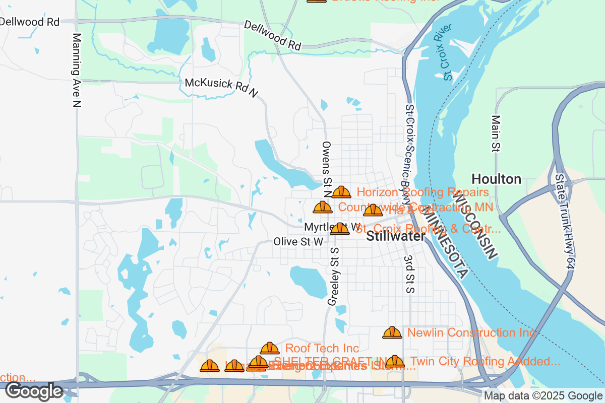 Map of Roofing Contractors in Stillwater, Minnesota
