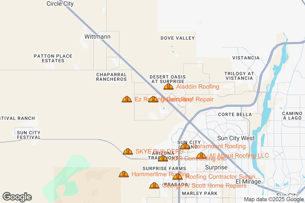 Map of Roofing Contractors in Surprise, Arizona