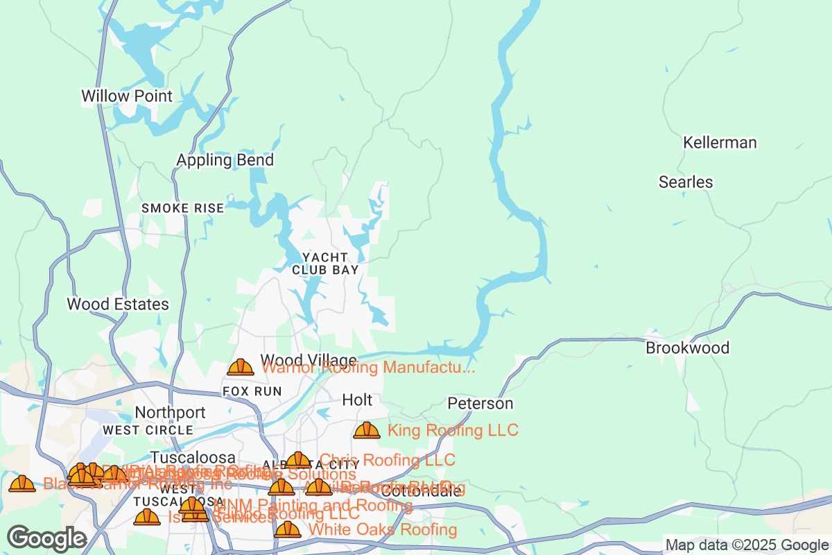 Map of Roofing Contractors in Tuscaloosa, Alabama