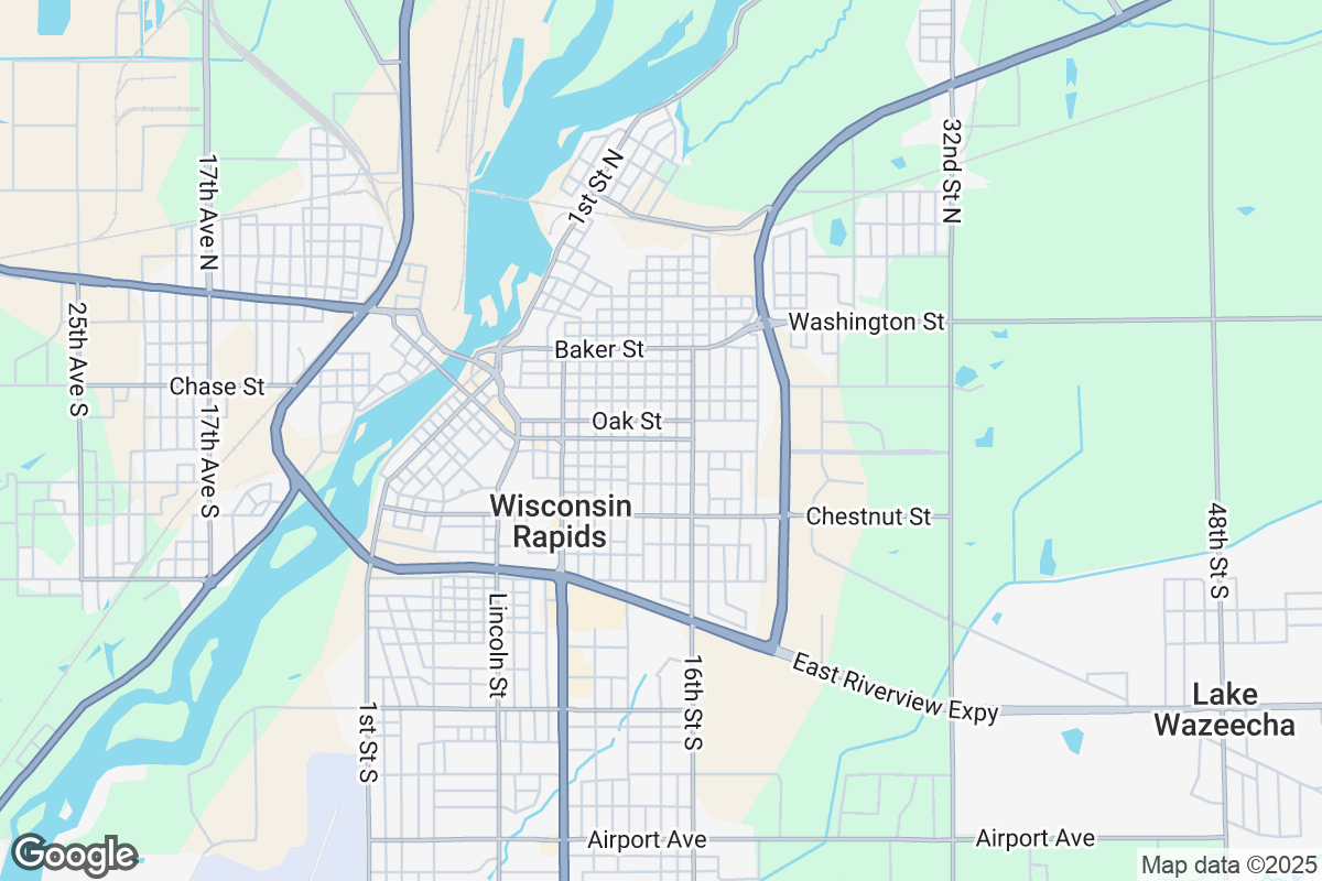 Map of Roofing Contractors in Wisconsin Rapids, Wisconsin