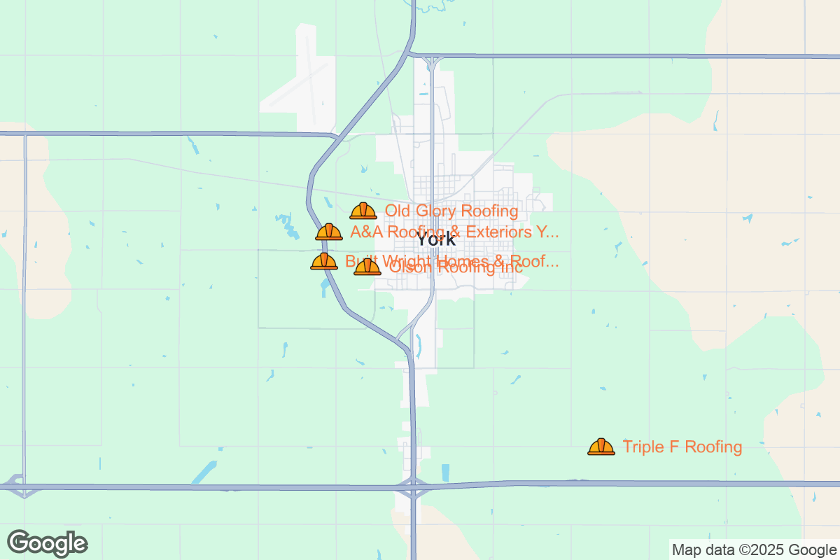 Map of Roofing Contractors in York, Nebraska