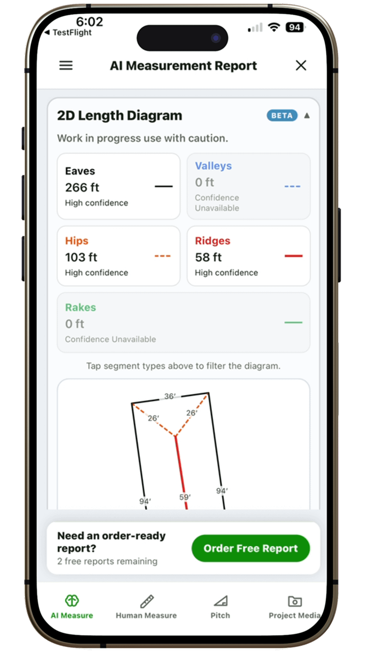 Instant Roofer Premium 2D roof measurement report example
