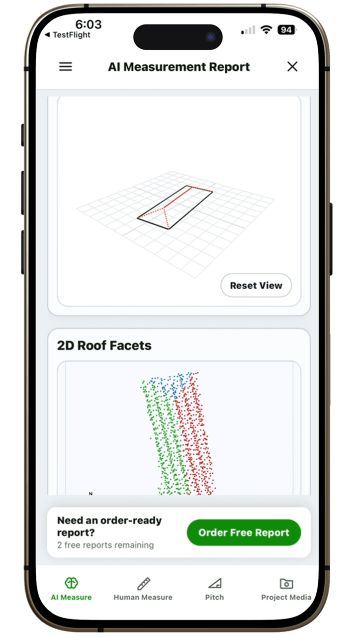 Instant Roofer 2D roof facets screen