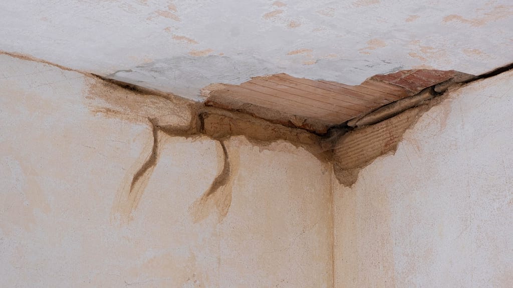 Damaged ceiling and walls