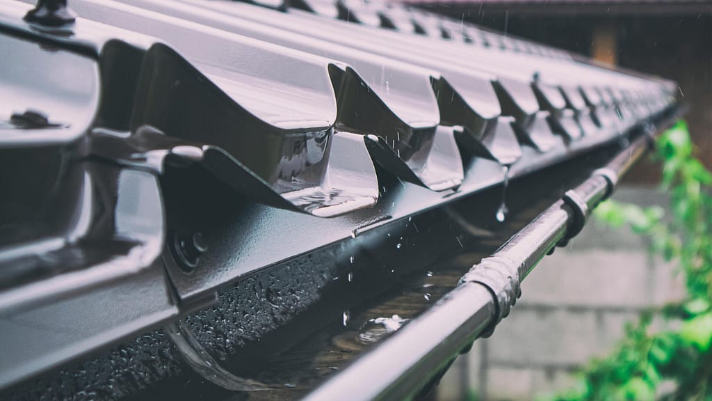 rain drops on a metal roof