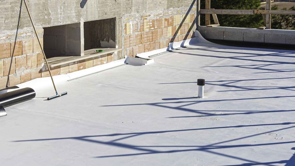 A recently repaired TPO roof