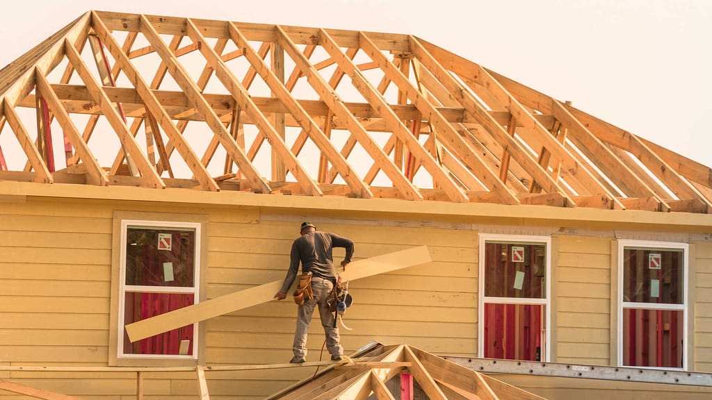 Person doing roof reconstruction