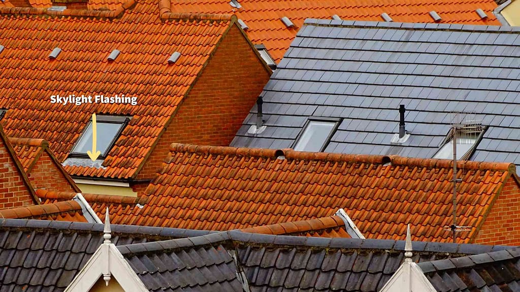 Skylight Flashing Just below a skylight on a tile roof