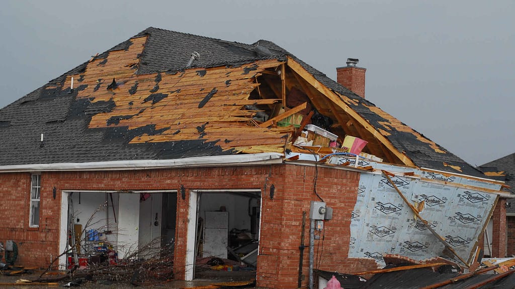 damaged roof because of a harsh climate