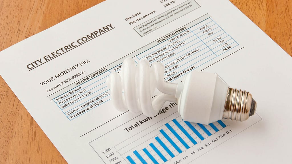 electricity bill with light bulb on top