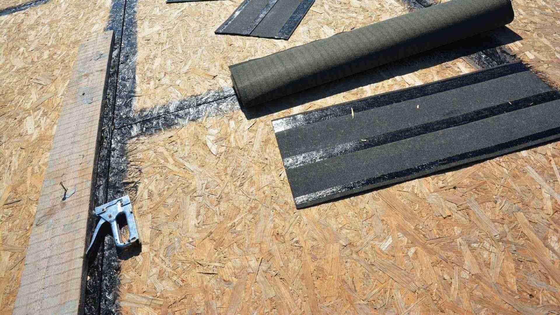 decking laid on roof with tar sealing the seams