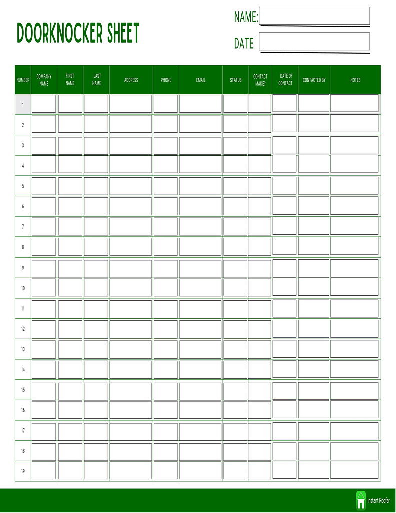 Fillable Form -  Door Knocker Sheet