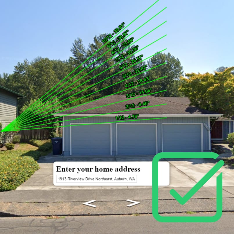 A Good Roof Pitch Measurement directly facing the home.