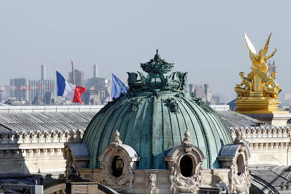 Aged copper roof with patina
