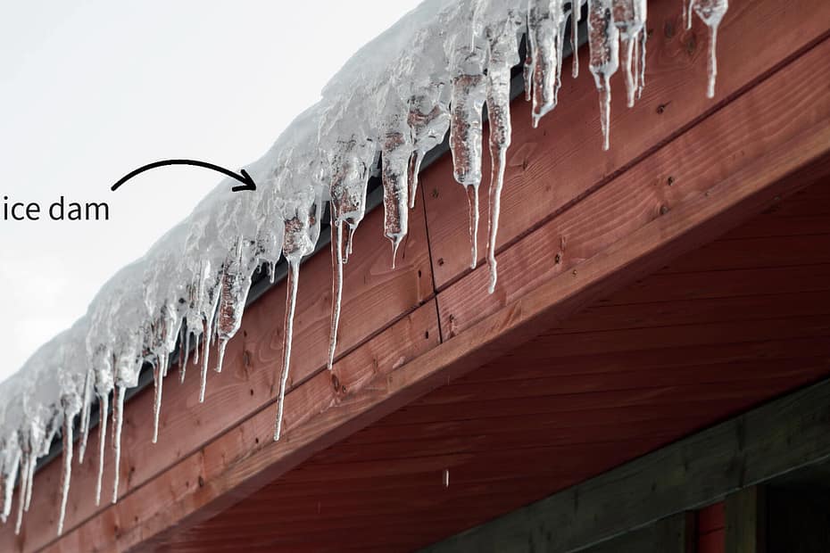 Ice dam on roof