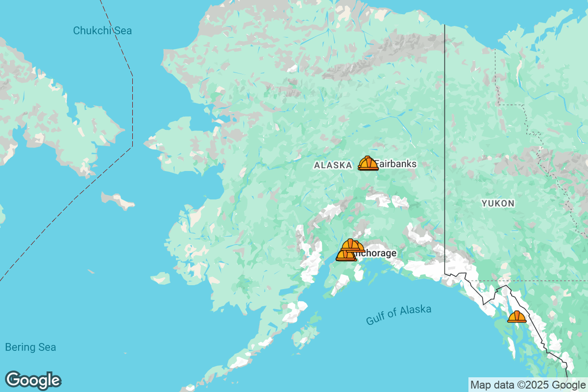 Map of Roofing Contractors in Alaska