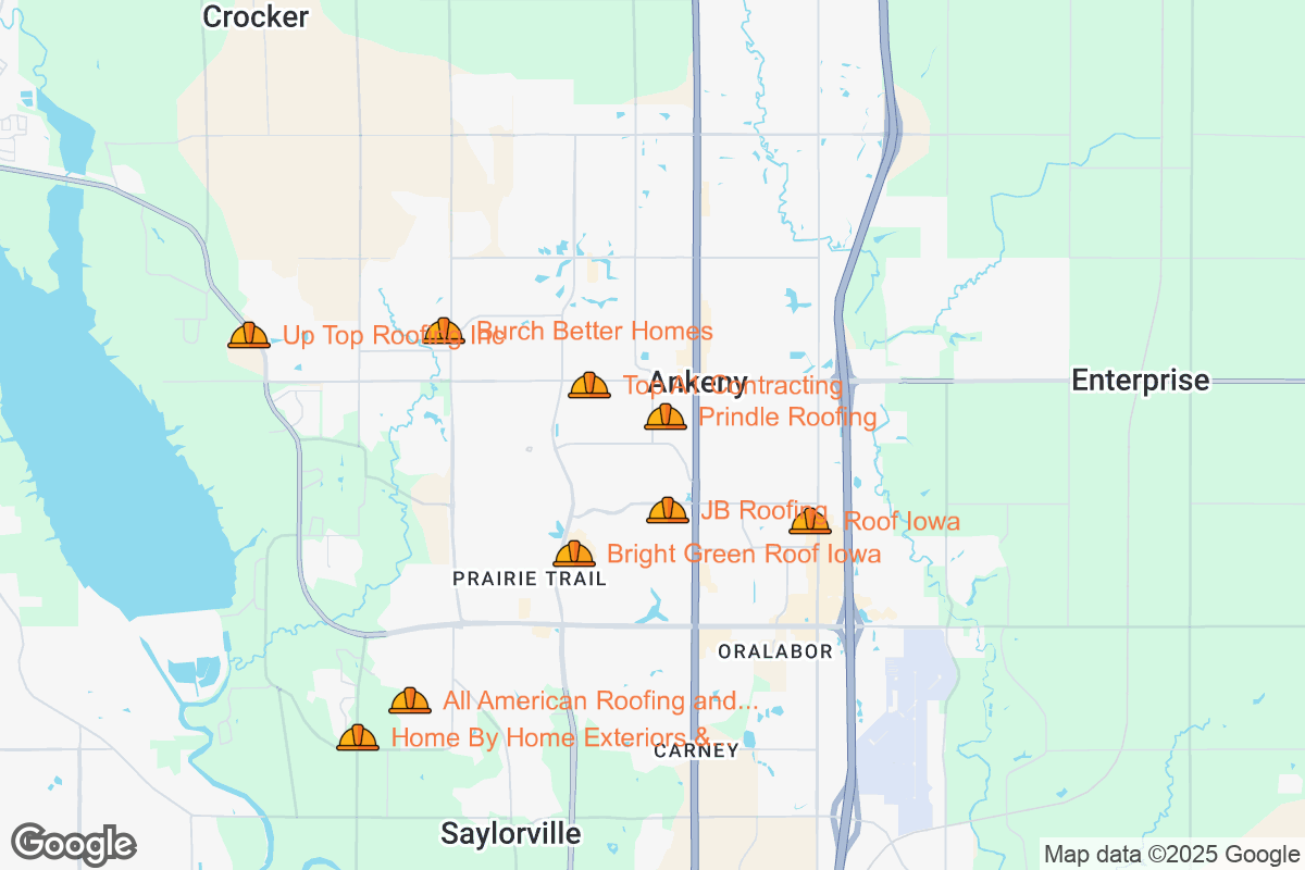 Map of Roofing Contractors in Ankeny, Iowa