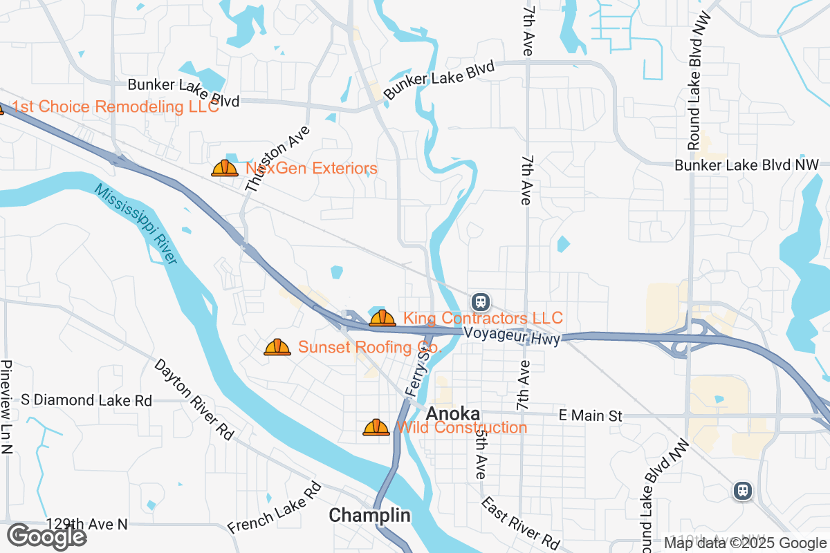 Map of Roofing Contractors in Anoka, Minnesota