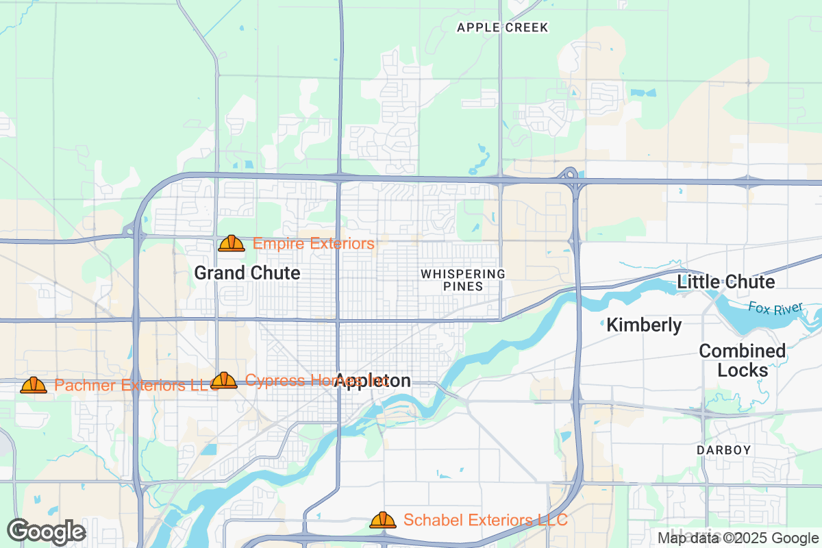 Map of Roofing Contractors in Appleton, Wisconsin
