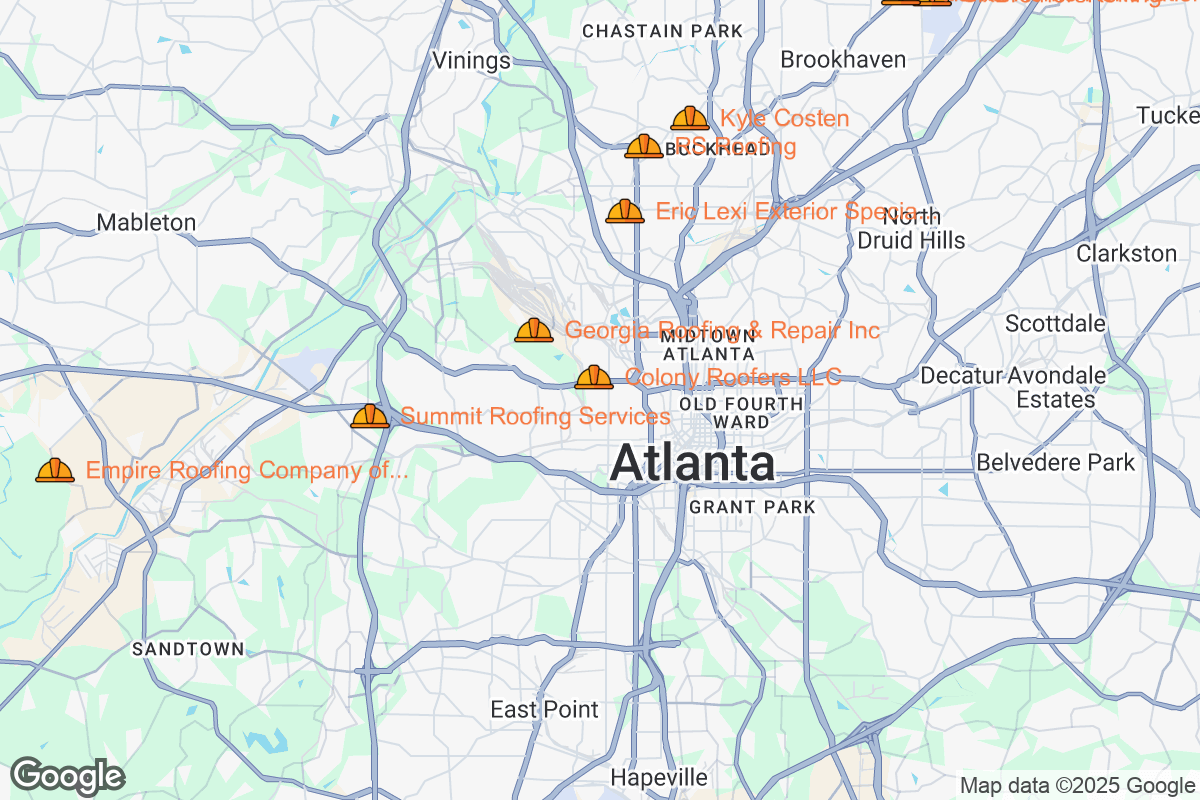 Map of Roofing Contractors in Atlanta, Georgia