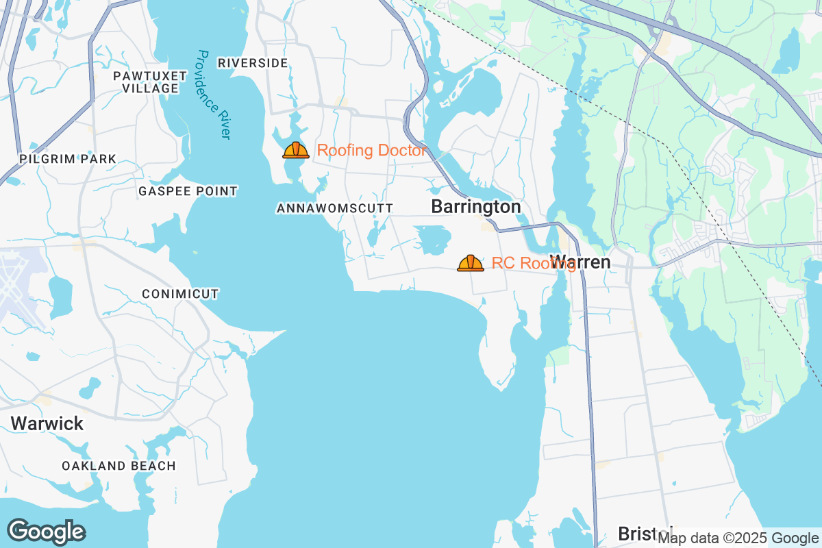 Map of Roofing Contractors in Barrington, Rhode Island