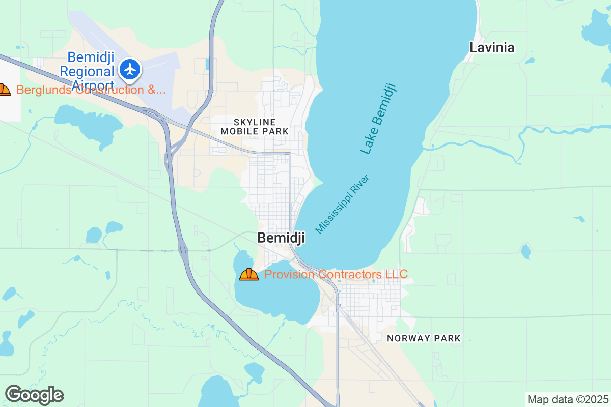 Map of Roofing Contractors in Bemidji, Minnesota