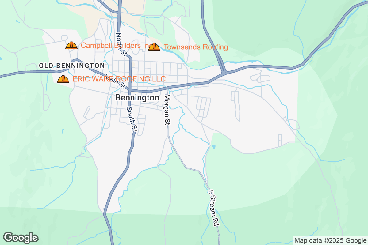 Map of Roofing Contractors in Bennington, Vermont