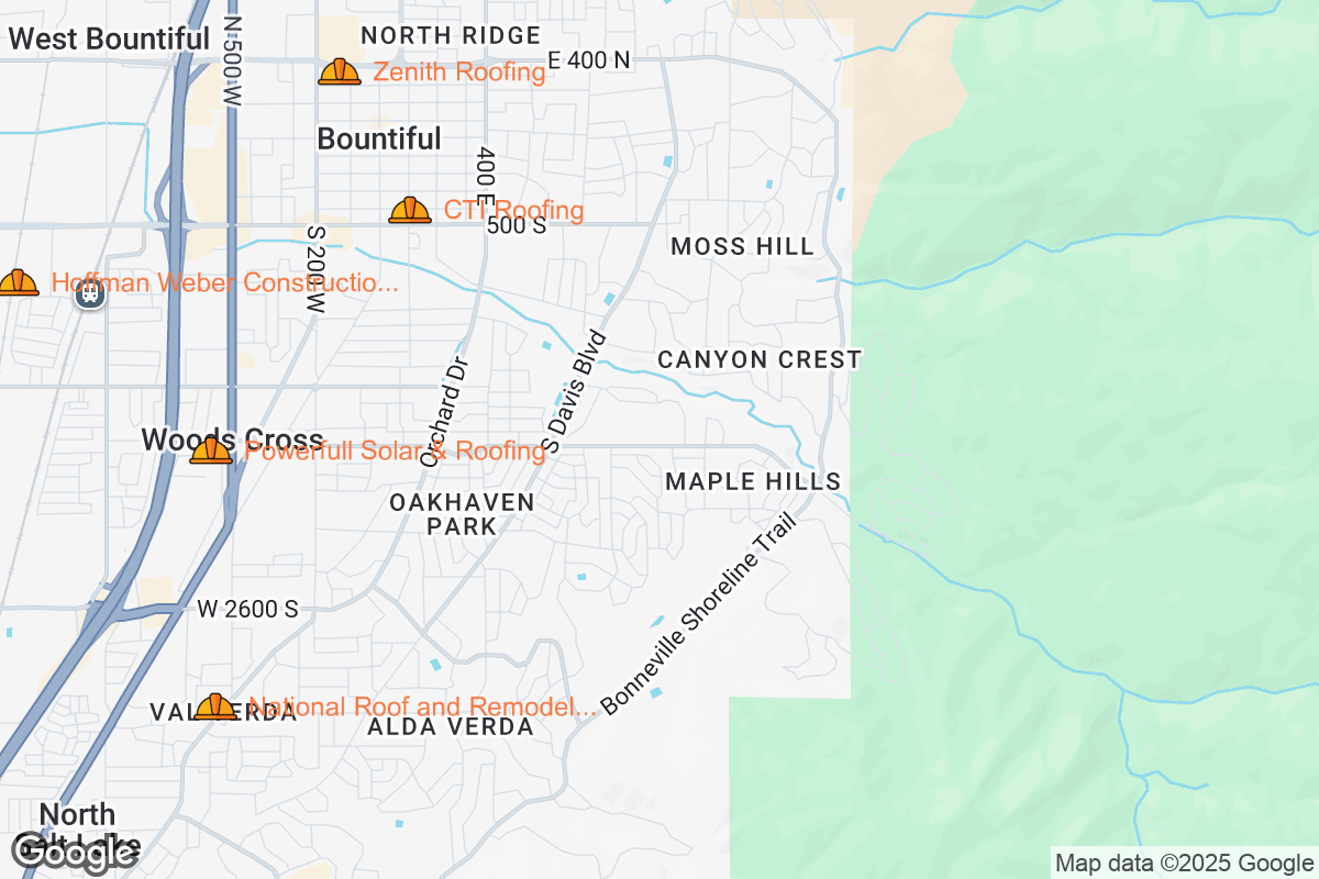 Map of Roofing Contractors in Bountiful, Utah