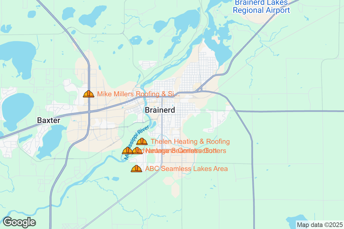 Map of Roofing Contractors in Brainerd, Minnesota