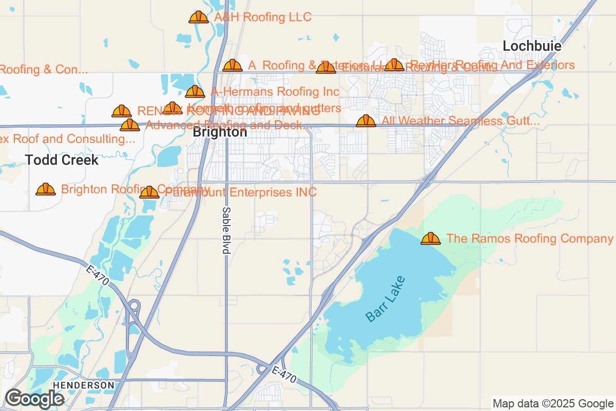 Map of Roofing Contractors in Brighton, Colorado