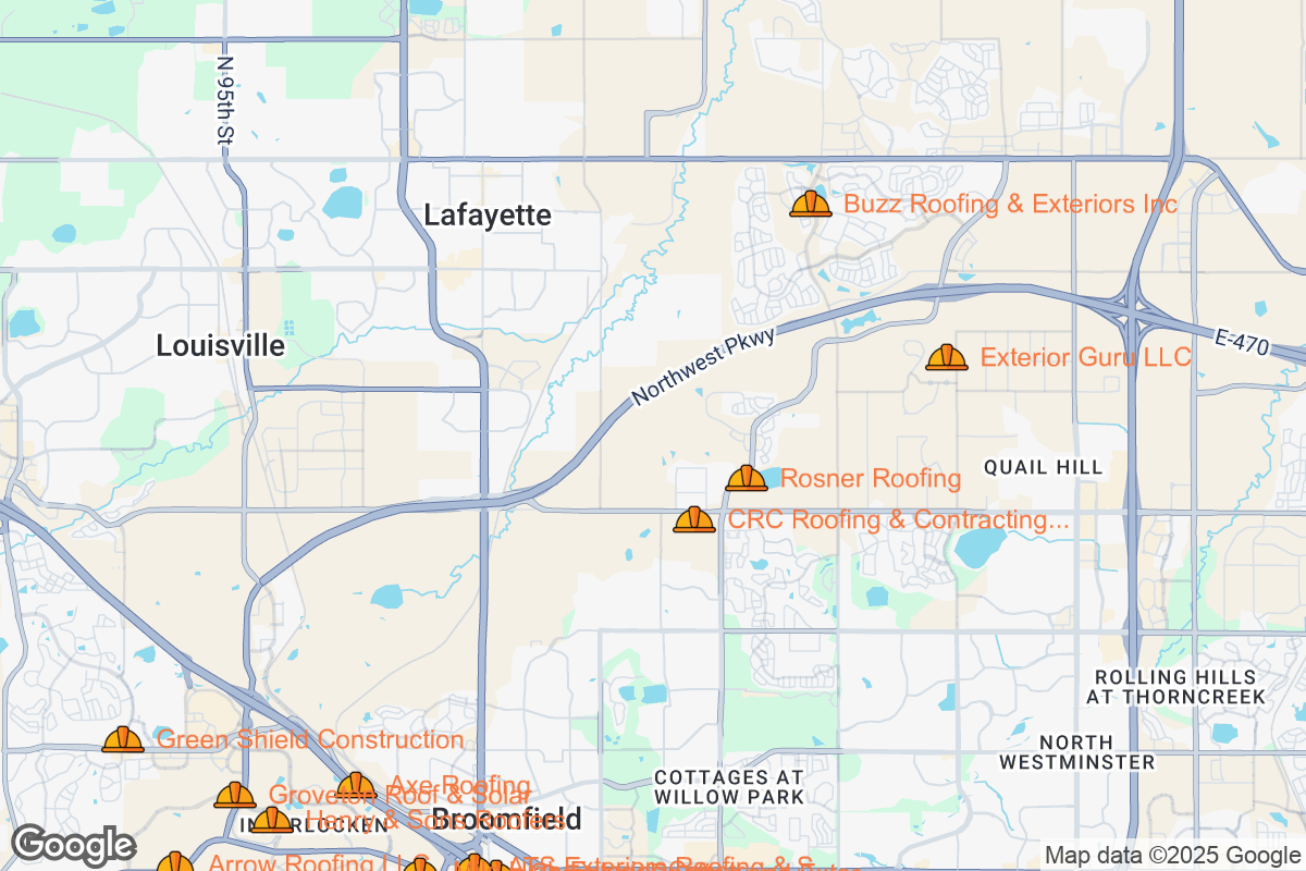 Map of Roofing Contractors in Broomfield, Colorado