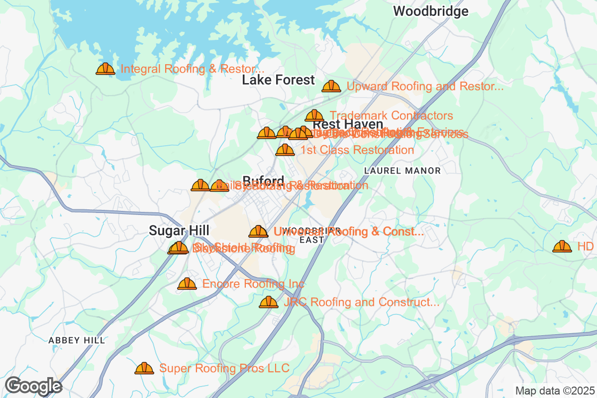 Map of Roofing Contractors in Buford, Georgia