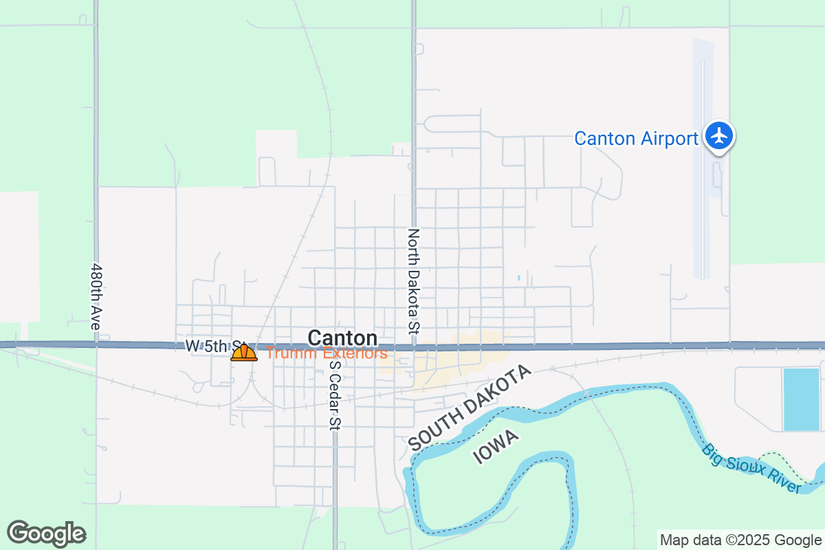 Map of Roofing Contractors in Canton, South Dakota