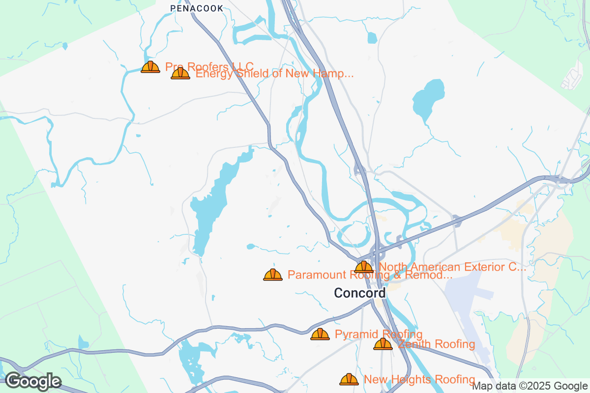 Map of Roofing Contractors in Concord, New Hampshire