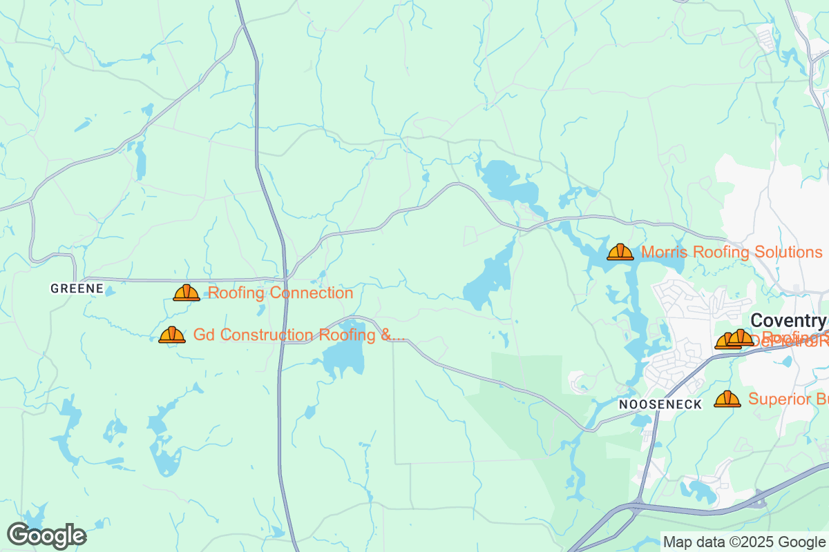Map of Roofing Contractors in Coventry, Rhode Island
