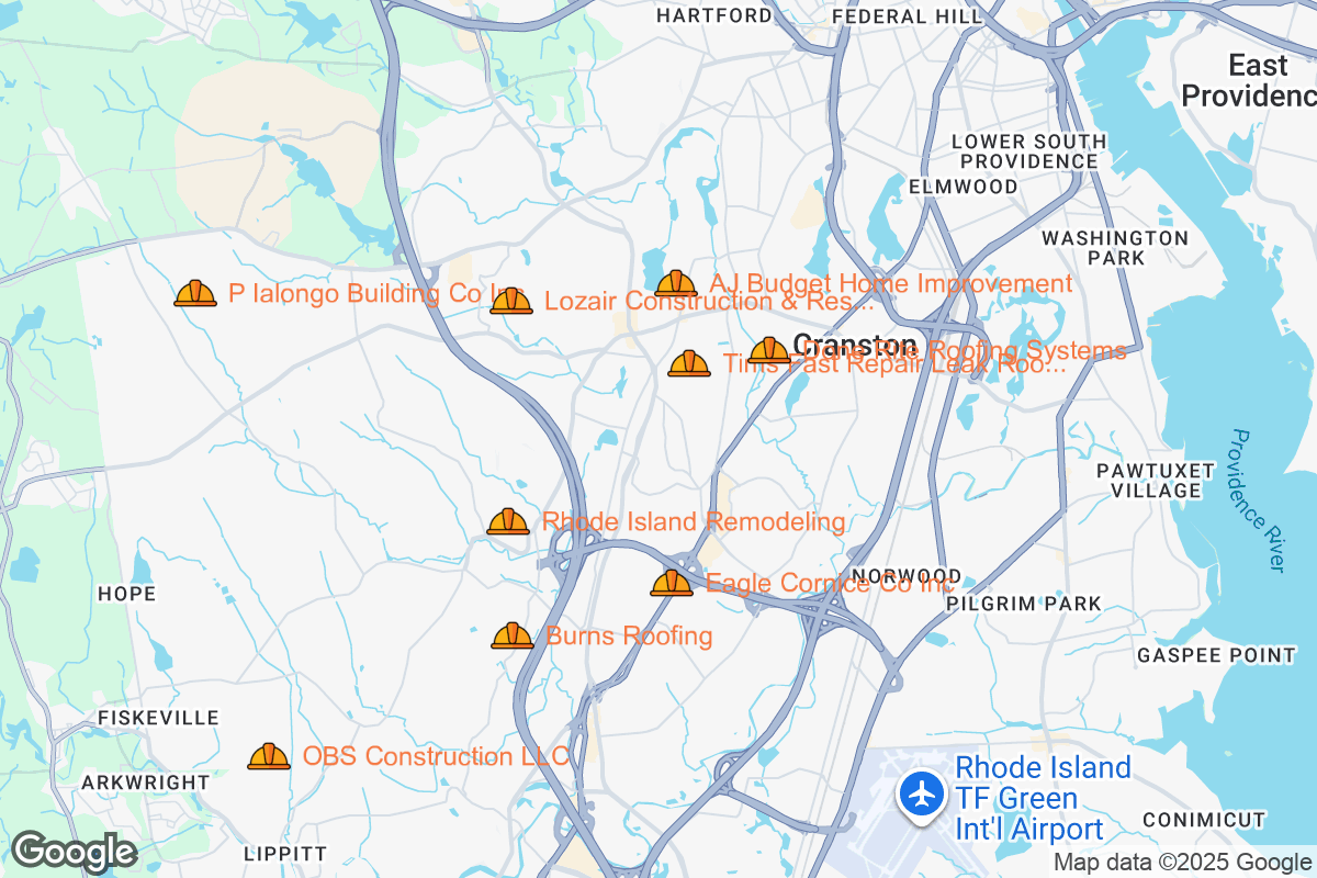 Map of Roofing Contractors in Cranston, Rhode Island