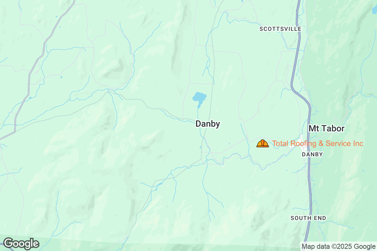 Map of Roofing Contractors in Danby, Vermont