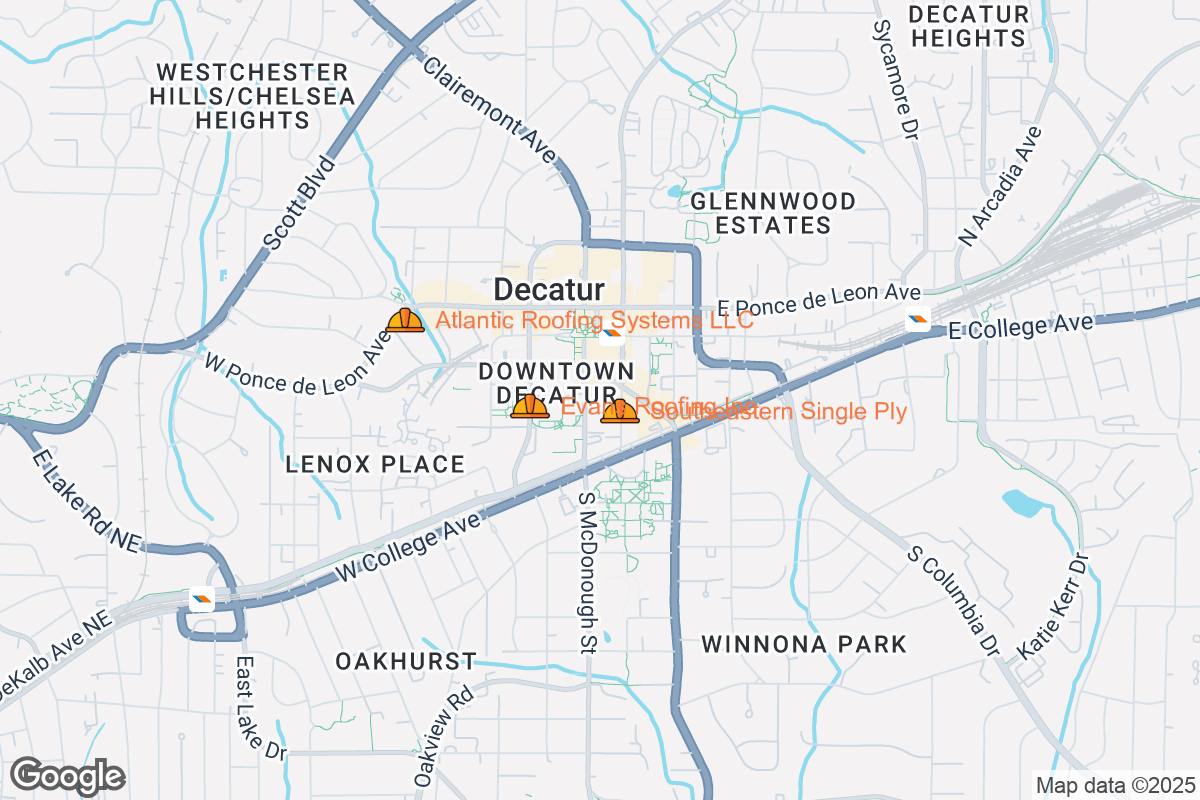 Map of Roofing Contractors in Decatur, Georgia