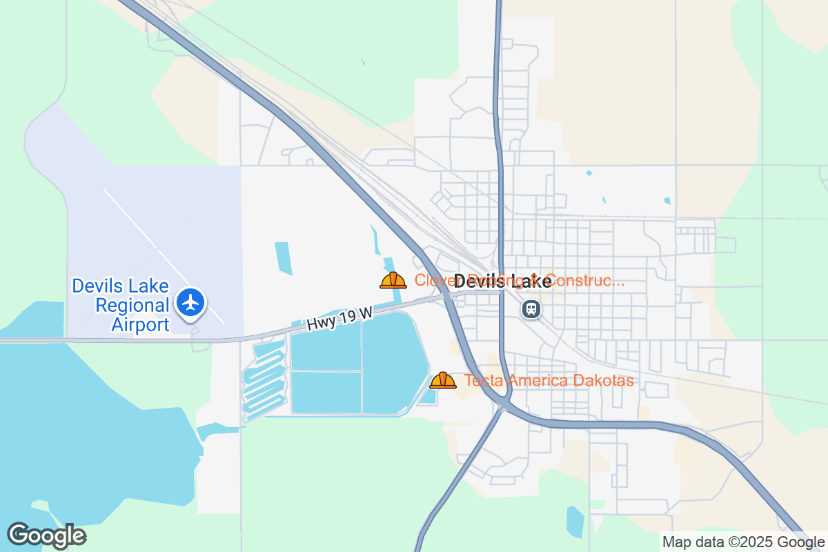 Map of Roofing Contractors in Devils Lake, North Dakota