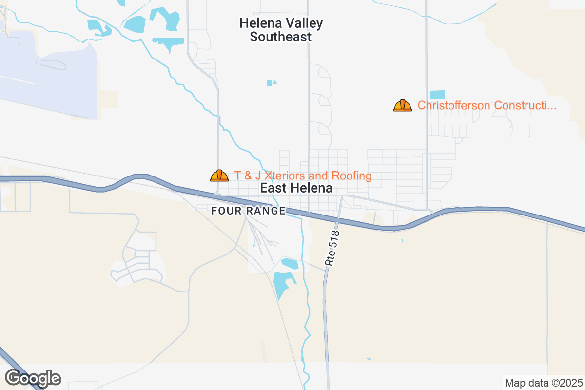 Map of Roofing Contractors in East Helena, Montana