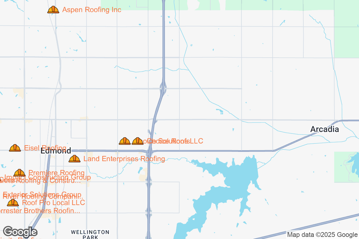 Map of Roofing Contractors in Edmond, Oklahoma