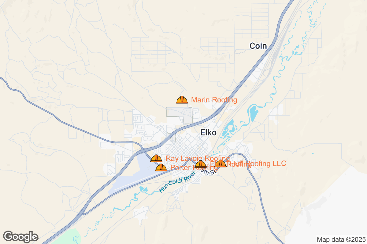 Map of Roofing Contractors in Elko, Nevada