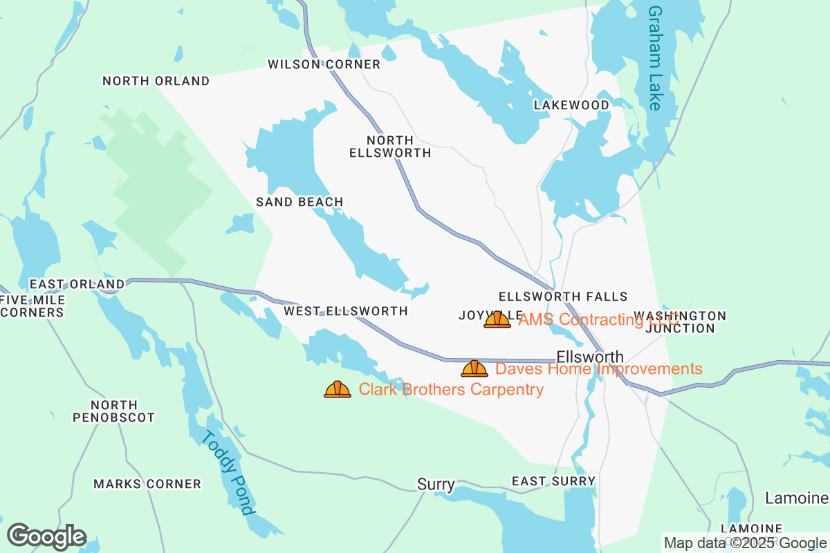 Map of Roofing Contractors in Ellsworth, Maine