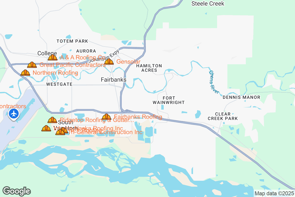 Map of Roofing Contractors in Fairbanks, Alaska