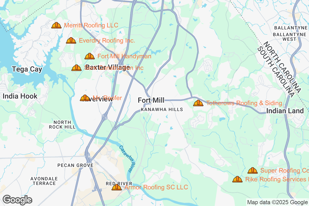 Map of Roofing Contractors in Fort Mill, South Carolina